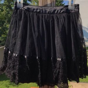 Black Sheer & Lace Forever 21 Mini Skirt